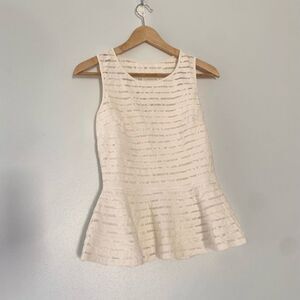 Parker Ivory Silk and Lace Peplum top size Small